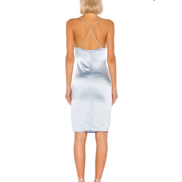 Superdown Billie Drape Midi Dress Dusty Blue Satin Size Medium NWT - Picture 3 of 13